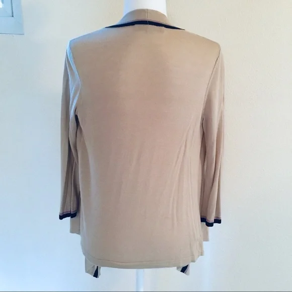 LOFT Tan Drape-Front Silk-blend Cardigan - Picture 5 of 8